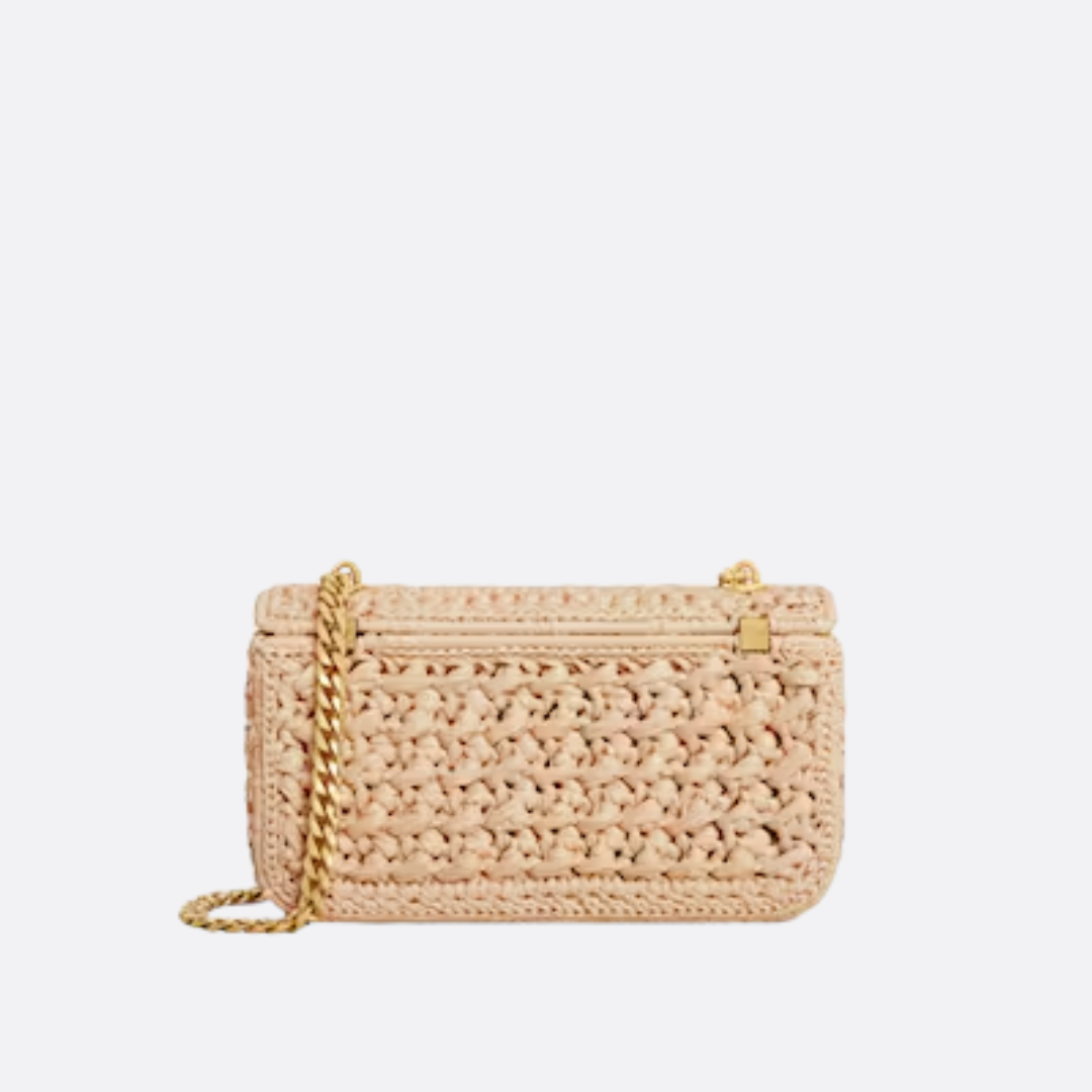 CLAUDE SHOULDER BAG WITH CHAIN IN RAFFIA WITH WOVEN EFFECT