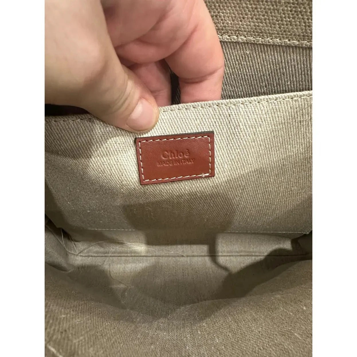 LARGE WOODY BAG IN LINEN BY CHLOÉ